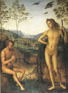 Pietro vannucci called IL perugino Apollo and Marsyas (mk05) Sweden oil painting art